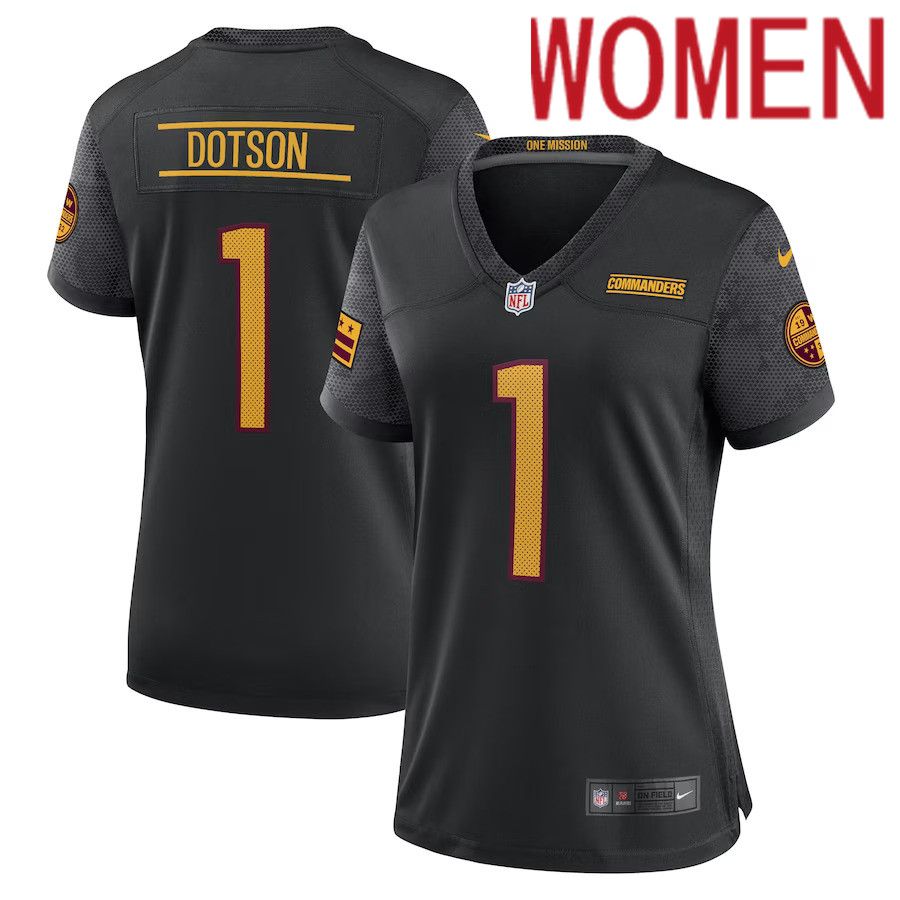Women Washington Commanders #1 Jahan Dotson Nike Black Alternate Game NFL Jersey->women nfl jersey->Women Jersey
